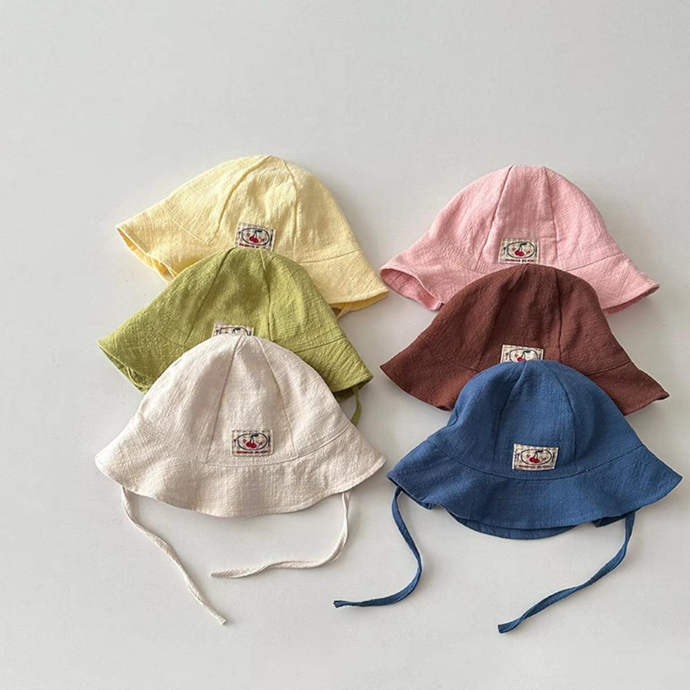 Solid Color Baby Sun Hat Soft Cotton-Linen Bucket Hat Cute Fisherman Cap Summer