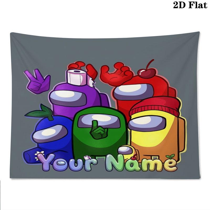 Among Us Custom Name Wall Tapestry Aesthetic Wall Hanging Printed Fabric Blanket Decorative Tapestries for Bedroom Living Room Home Decor