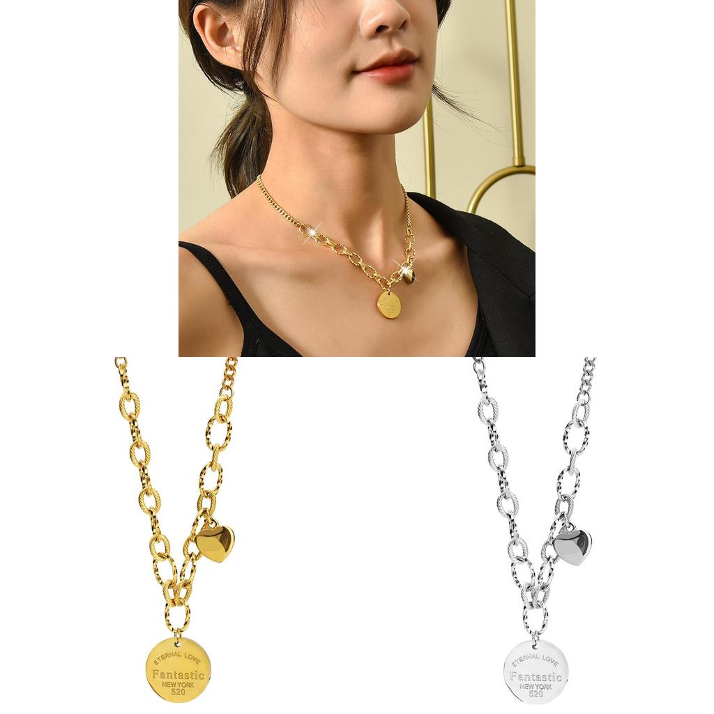 Geometrische Titanstahlkette mit Kreisanhänger für Damen und Herren
