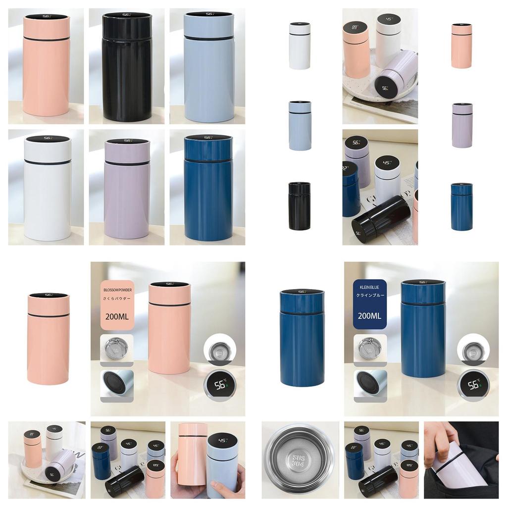 Insulated Thermos Cup With Temperature Gauge 200ml Capacity Travel Mug For Hot Or Cold Beverages