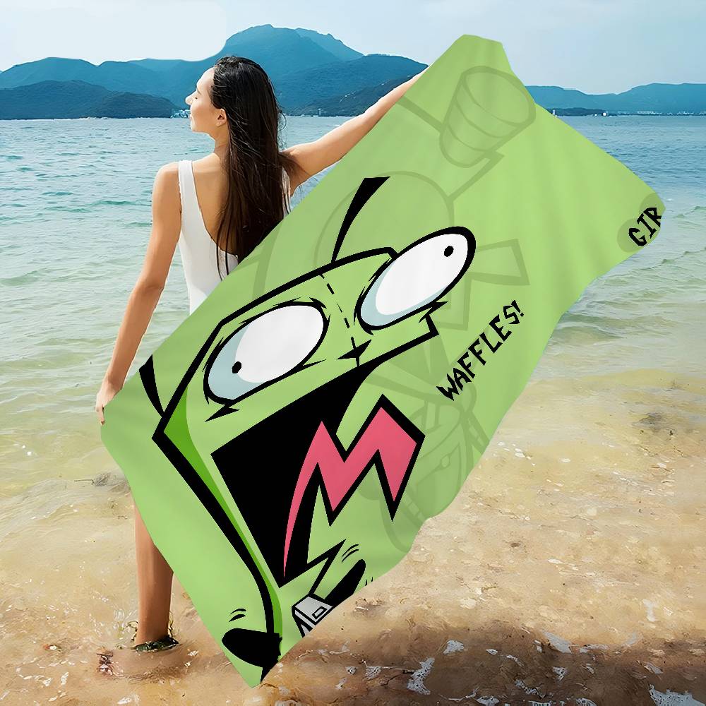 L-Invader Zim Cartoon Microfiber Beach Towel Absorbent Quick dry Soft Yoga Swimming Resort Mountain Climbing Towel