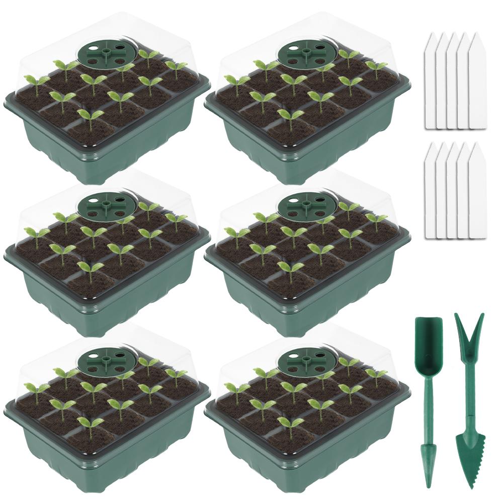 6 Stück Anzuchtschalen 12 Löcher Kunststoff Pflanzensamen Anzuchtbox Gemüse Blume Pflanzentöpfe Anzuchtbox für Garten Außen