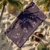 Dark brown variegated leaf flower design polyester microfiber beach towel is highly absorbent, suitable swimming beach outings