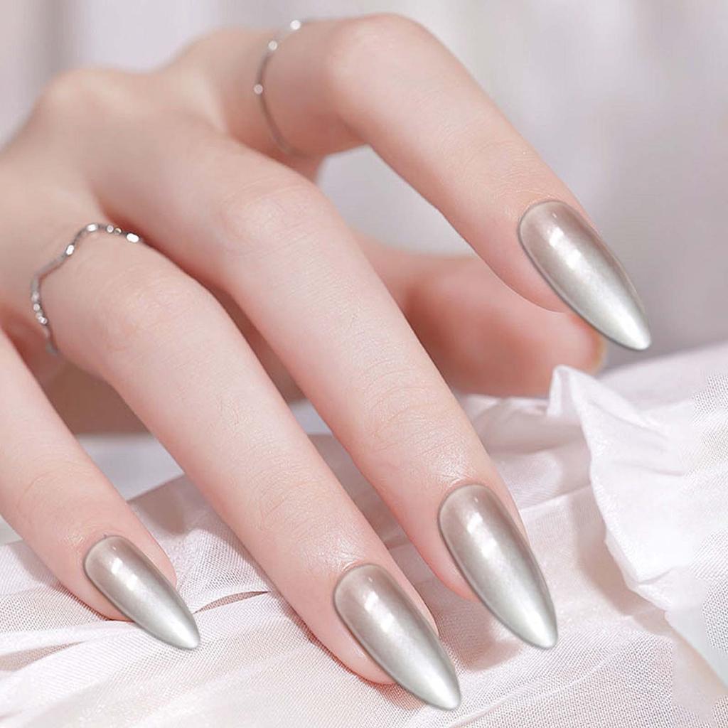 24pcs Nail Pieces Wearable Nails Ice Transparent False Nails 2ml