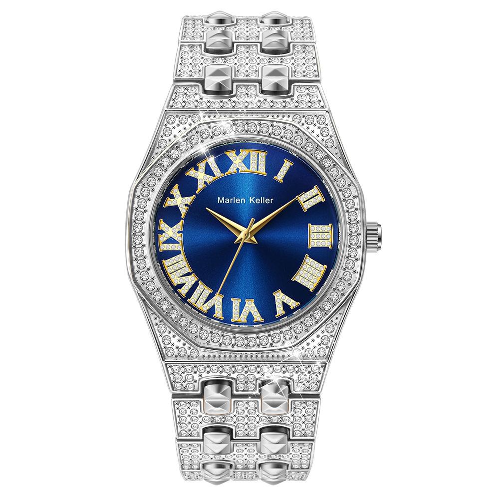 Luxury Full Diamond Men Watches Fashion Stainless Steel Strap Male Quartz Wristwatches