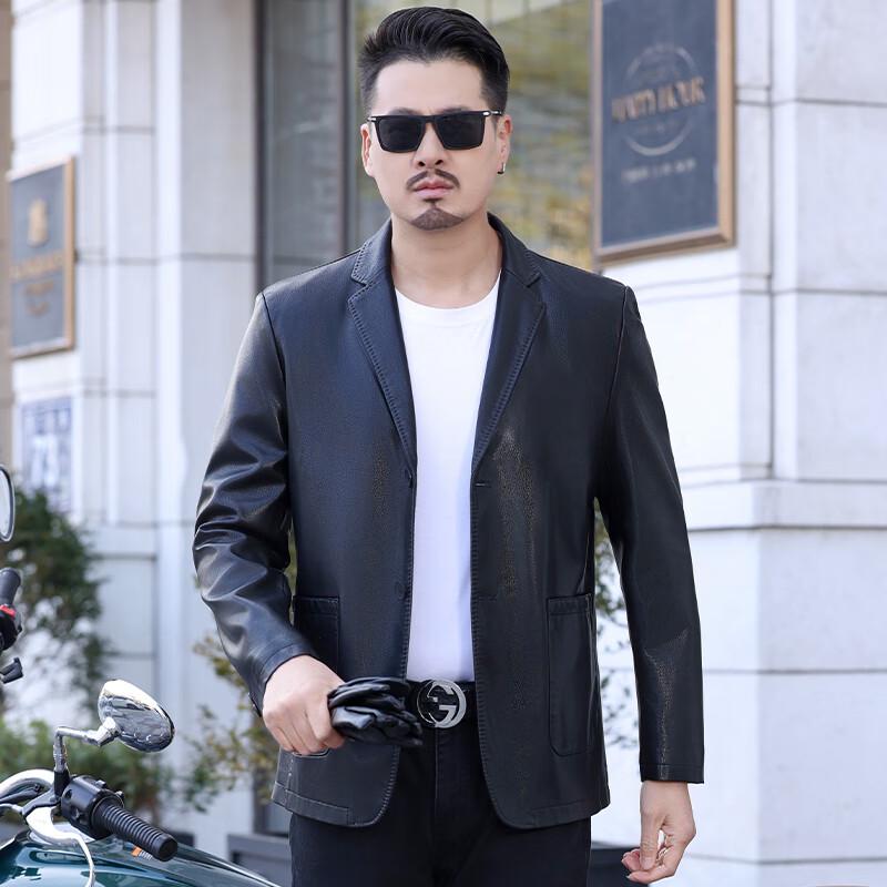 Yalu Men's Business Casual Faux Leather Jacket