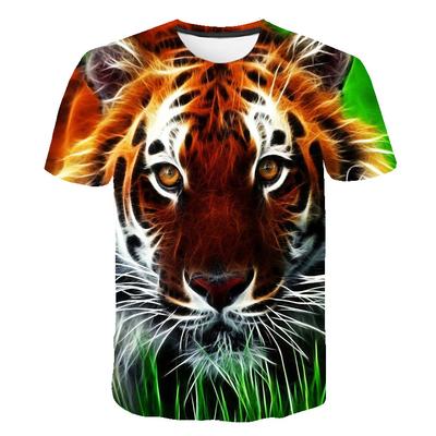 Neues Tiger Leopard 3D-Druck Tier Cooles T-Shirt Herren Sommer Sport Fitness Leicht Atmungsaktiv Top Mode Streetwear