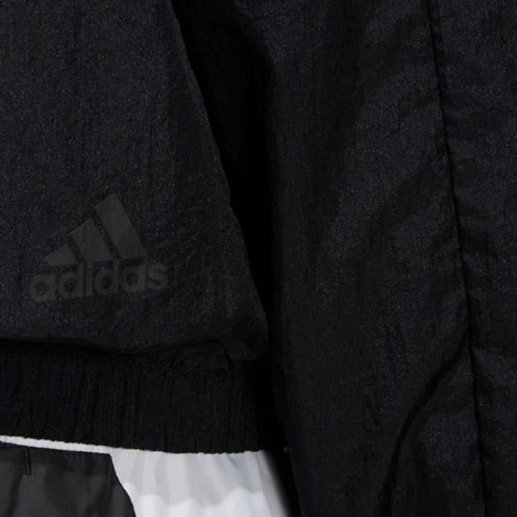 Adidas Solid Color Vintage Sports Stand Collar Zip Jacket Women Jacket Black HM3781