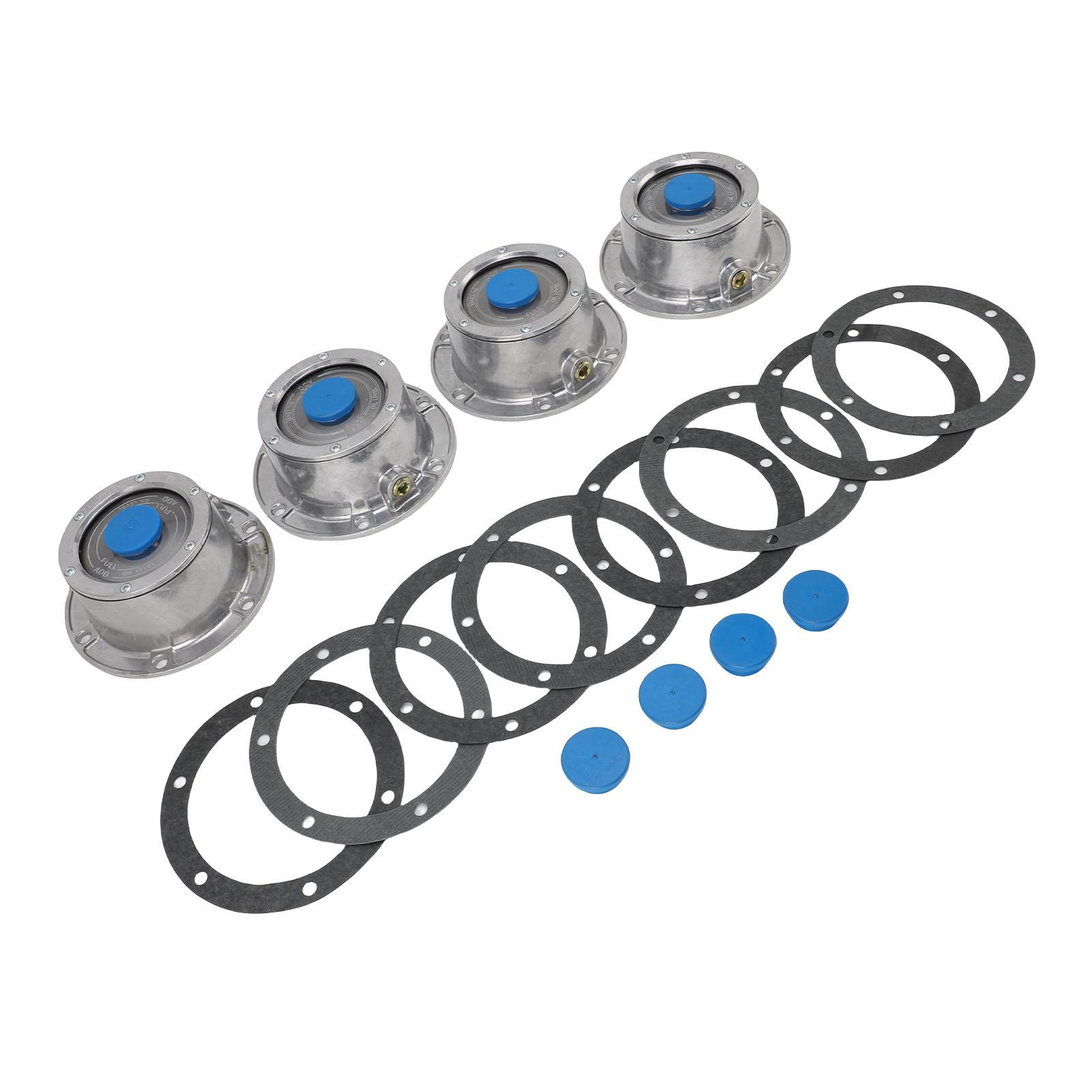 

4 Pcs Trailer Hub Cap Aluminum Alloy with Rubber Seal Plug Protective Excellent Sealing 343 4009 Replacement for Stemco