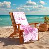 1PC Custom Name Pink Bow Leopard Print Beach Towel Highly Absorbent And Sand-Resistant Towel for Swimming, Pool, Yoga, And Travel Lightweight