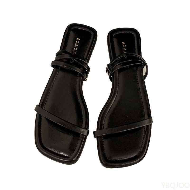 Moda Modne damskie sandały na plażę na wakacje na świeżym powietrzu lato minimalistyczne jednoczęściowe sznurowane płaskie buty wygodne buty z odkrytymi palcami