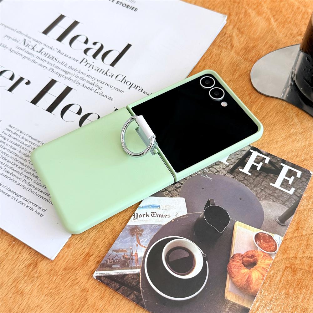 Soft Silicone with Ring Phone Case for Samsung Galaxy Z Flip 7 6 5 4 Flip5 Flip6 Flip7 FE Hinge All Inclusive Protection Cover