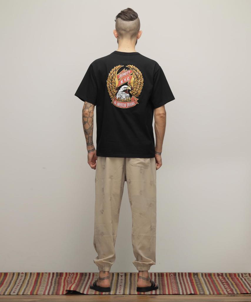 Schott NYC "EAGLE AND RIBBON EMBROIDERED" T-SHIRT, Men's Size M, Black (782-4134004)