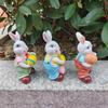 Easters Rabbit Sculpture Colorful Bunnies with Eggs Resins Figurine Statue Ornament for Home and Garden Decoration Gift