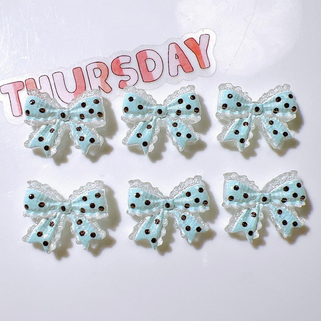 6PCS Small Dot Bowknot Charm Planar Resin Patch Jewelry Making Scrapbook Diy Party Hairpin Accessories Home Decoration Craft