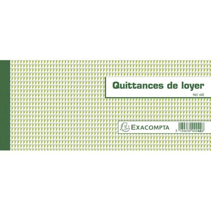 Carnet à souche - Exacompta - Réf. 42E - 50 feuillets - Papier chèque amagnétique 95g - 10,1x16,5 cm vert