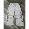 Unisex Gothic Y2K Printed Track Pants Loose Fit Drawstring Wide Leg Sweatpants