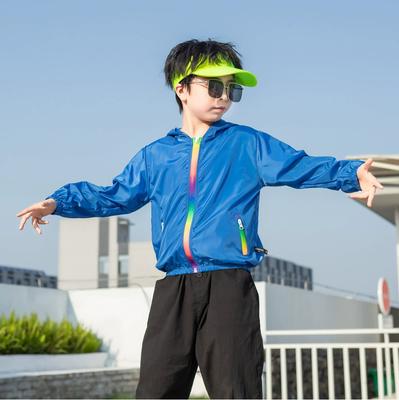Children's Summer Hooded Breathable Sunscreen Long Sleeve Lightweight Zipper Jacket