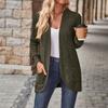 Women Ladies Solid Color Long Sleeve Length Cardigan Sweater Coat Top