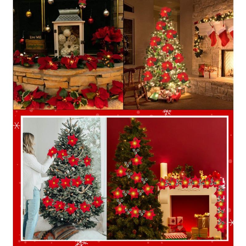 LED Christmas Garland with Lights Artificial Holly Berry Leaf Vine for Xmas Tree Fireplace Mantel Stairway and Holiday Home Decor