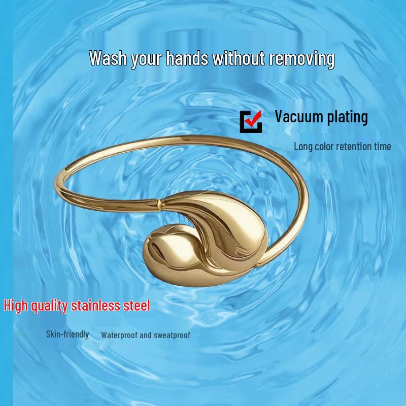 European & American Titanium Steel Water Drop Open Bracelet