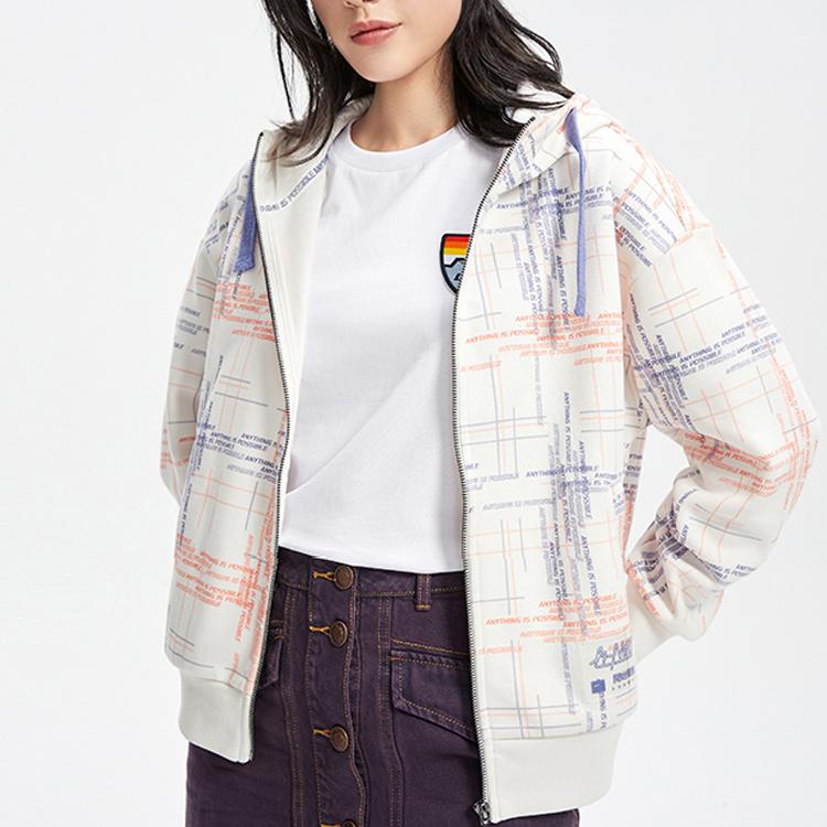 LiNing Letter Print Sweatshirt Women Tops White AWDQ028-4