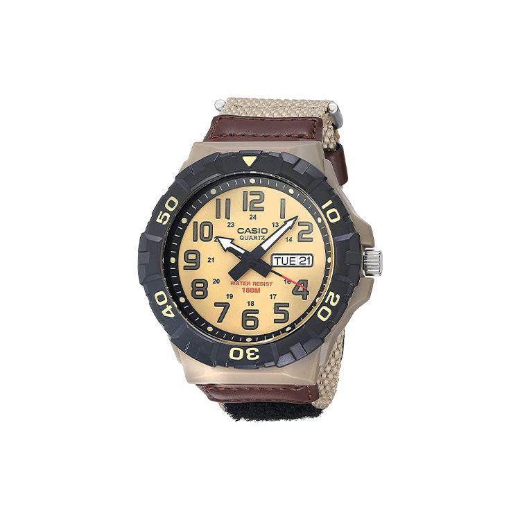 Photos - Wrist Watch Casio Standard Series Pointer Luminous Quartz Movement Nylon Strap Watch Men watches Yellow MRW-210HB-5BVCF Random Watch Box