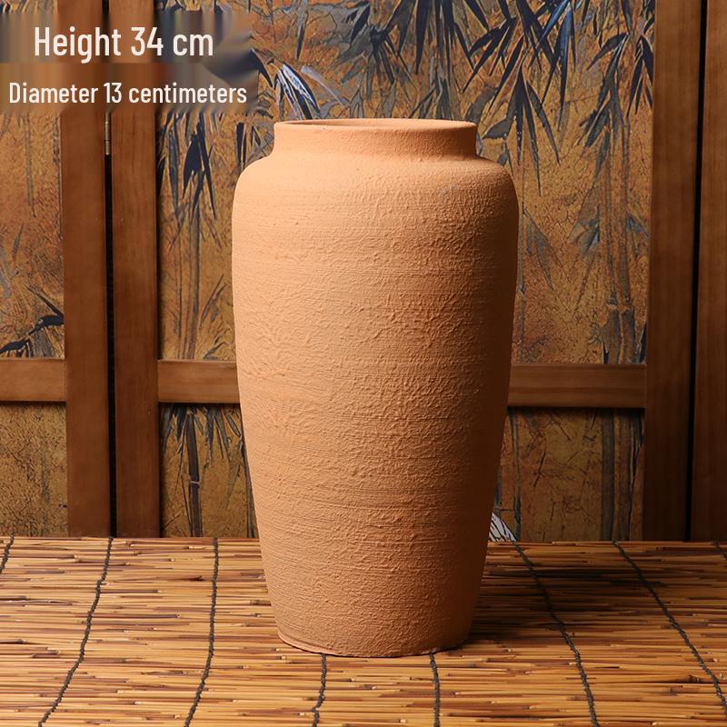 Jarrón de cerámica Wabi-Sabi: Cerámica Gruesa Estilo Chino Retro para Flores Secas, Vitrina, Club o Decoración de Sala de Estar.
