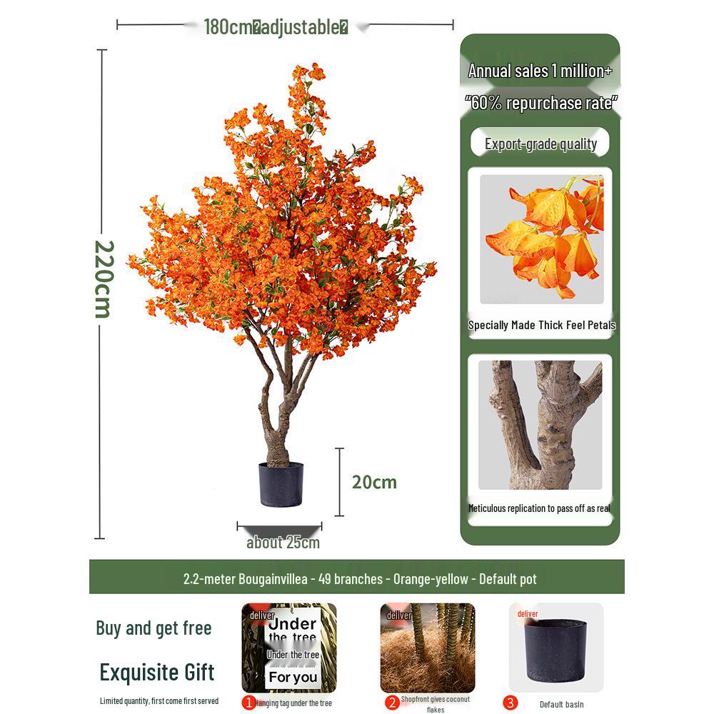 Large Artificial Bougainvillea Tree for Indoor Decoration - Potted Fake Cherry Blossom Plant Ornament