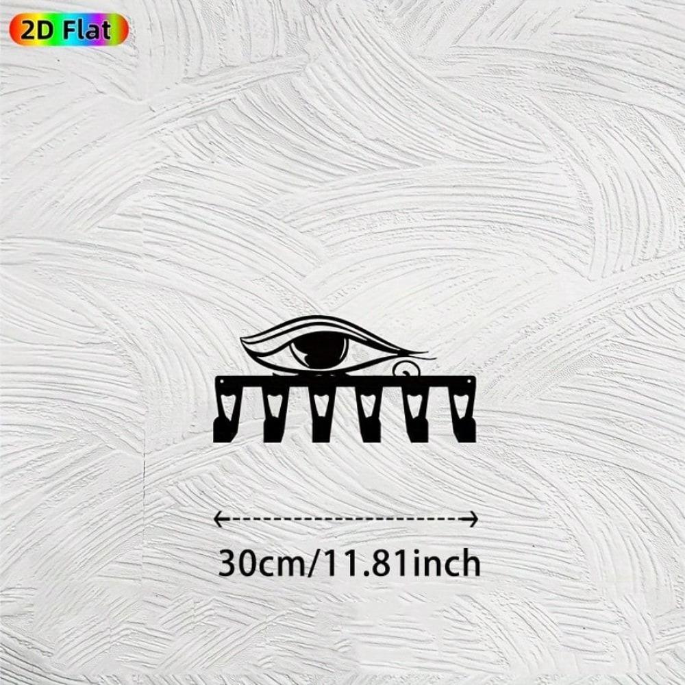 

Egyptian Style Wall Mounted Key Holder Horus Eye Design with 6 Hooks Vintage Home Office Decor for History Lovers 15x30