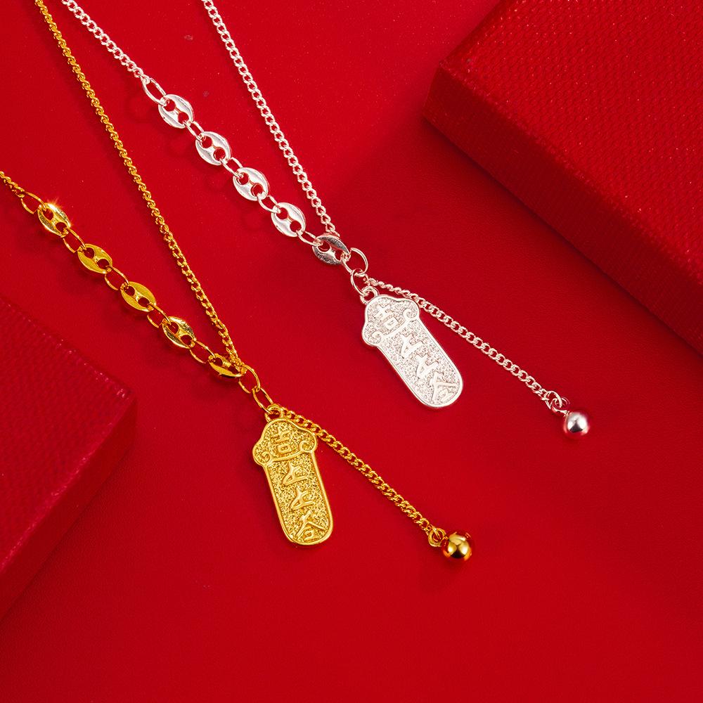 The National Style Is Trendy, Lucky To Sign Women'S Necklaces, And The Pendant Is Signed On The Necklace. Beautiful Meaning