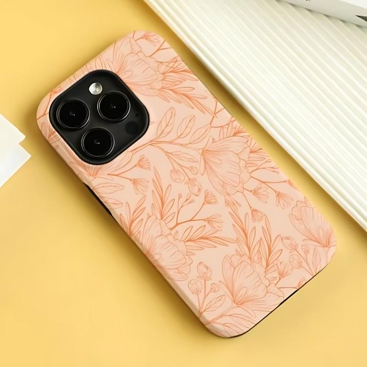 

Orange series flower pattern Phone Case for iPhone 17 17e 16e 16 15 14 13 12 11 X XS XR 7 8 Air Pro Max Plus Double-layer Cover iPhone 11