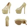 Eilyken Fashion Lace Mesh Platform Pumps Women High Stiletto Heels Peep Toe Night Club Party Stripper Shoes