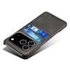 For iPhone 17 Pro Case Dual Card Slots PU Leather + Hard PC Phone Cover