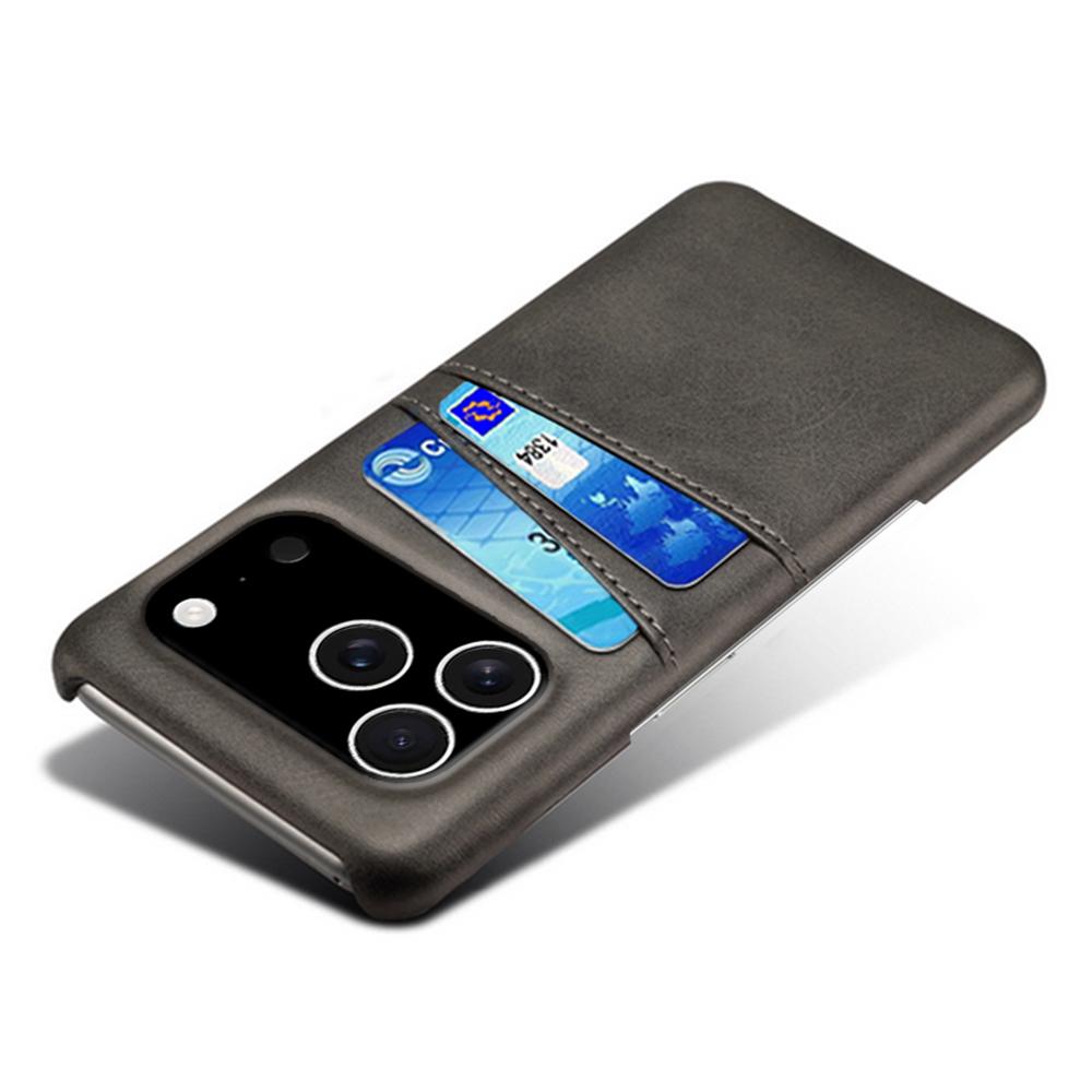 For iPhone 17 Pro Case Dual Card Slots PU Leather + Hard PC Phone Cover