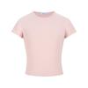 Korean Pink Slim-fit Short-sleeved T-shirt Women's Summer New Front Shoulder Crew Neck Thin Chic Bottoming Shirt