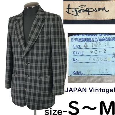 80s-90s Vintage Approved Tag Showa Bubble Check Tailored Jacket Blazer 4 Men S-M Japan cBH622(USED)