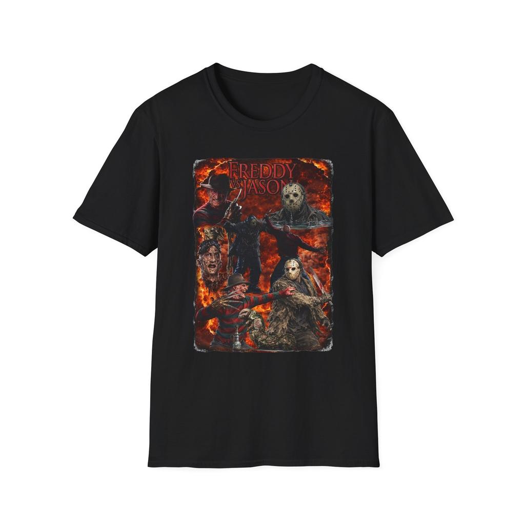 Freddy Vs Jason Collage T-Shirt | Vintage Slasher Poster Style