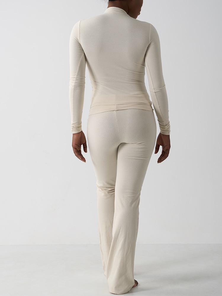 Cross-border Cotton-Modal Nude Yoga Suit: High-Waist Long Sleeve Fitness & Casual Sportswear Set