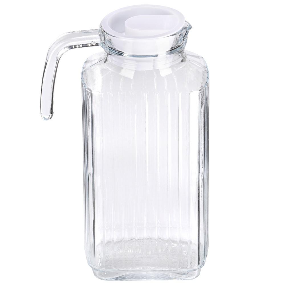 Jug for Drinks Water Juice Lemonade Glass Narrow Lid for Refrigerator 1.8L