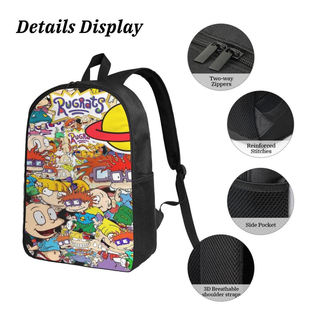 3Pcs Rugrates Chuckie Finster Theme School Bags Set for Boy Girl Pencil Boxes Backpack Sets with Lunch Box For Students Knapsack