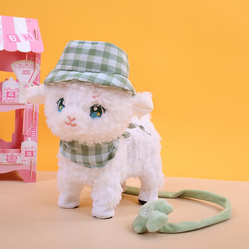 New-Off-The-Shelf High-Standard Electric Superior-Grade Realistic Superior-Grade Plush Top-Grade Simulation Superior-Grade Sheep Top-Grade Children светло-зеленый