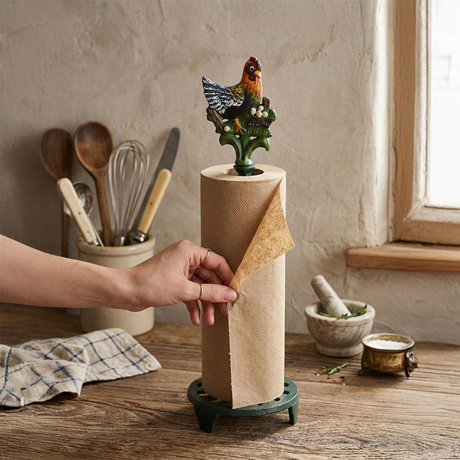 

Paper Towel Holder Kitchen Roll Napkin Dispenser,Multipurpose Decoration Iron Ornament Green
