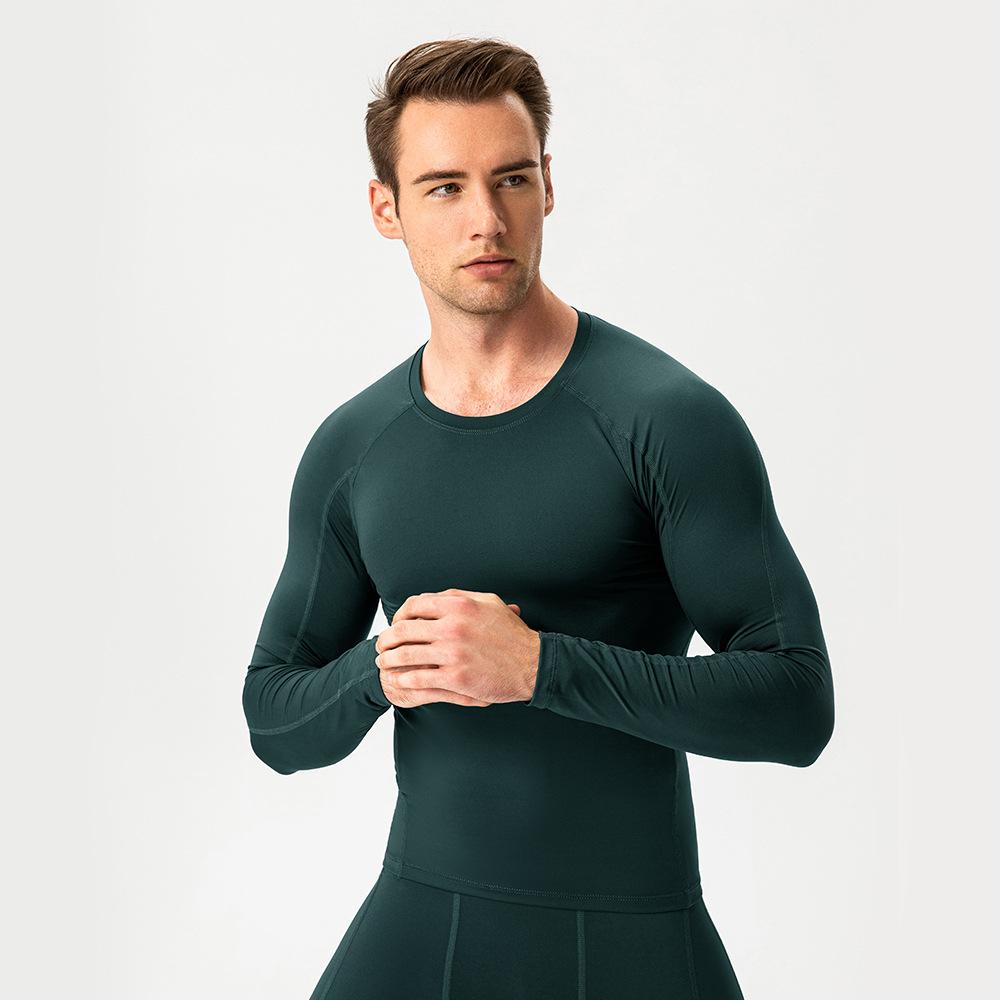 Shirt Men'S Fashionable Slim Fit Solid Color Long Sleeved Business Cotton And Linen Men'S Casual Sports Fitness Base Clothes Top