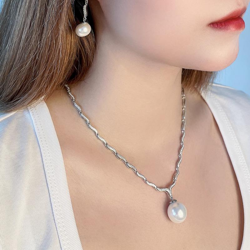 Gica Gema Pearl Necklaces With High Carbon Diamond 925 Sterling Silver 16mm Pendant Unique Design Romantic Fine Jewelry Wedding Party Gifts New Trend