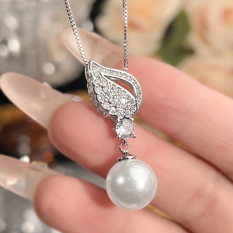 

Pearl Necklace Jewelry Collarbone Chain Australian White Platinum Gray Nanyang Women s Pendant Fashionable Versatile