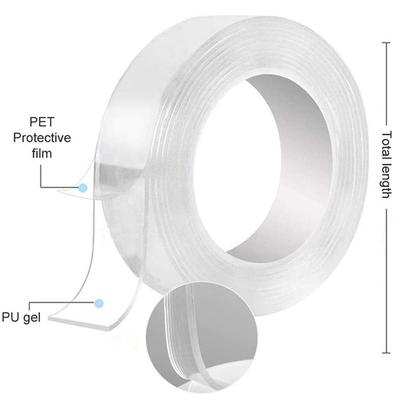 Transparent Washable and Reusable Double-sided Adhesive Hook Tape 30mm×1mm×3m