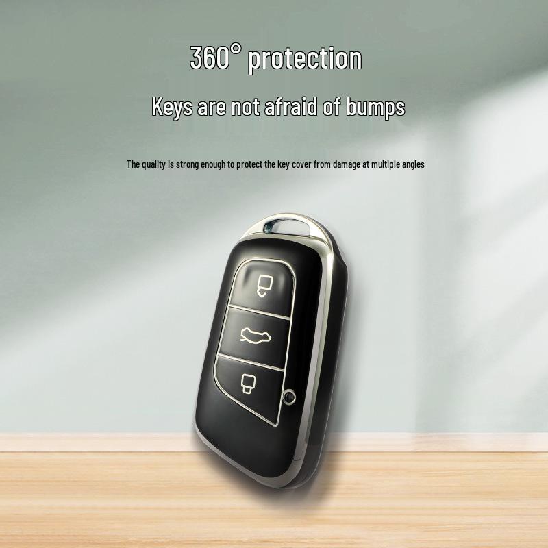 TPU Silver Edge Key Cover for 2022 Chery Little Ant New Energy Tiggo E/EQ1