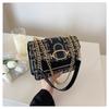 Korean Version Chic Create Patterns Pu Leather Shoulder Crossbody Bag with Gold Chain Strap Perfect for Elevating Everyday Looks