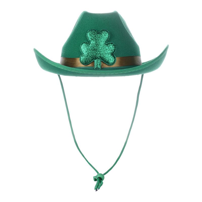 

Irish Day Party Green Cowboy Hat St. Patrick s Day Clover Straw Hat Orgy Party Jazz Hat Top Hat Adjustable зелений